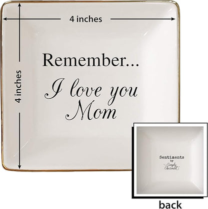 Simply Charmed Love You Mom Jewelry Dish - Elegant Trinket Tray for Rings & Small Keepsakes - Gifts for Mom from Daughter or Son - Gift for Valentine's Day, Mother's Day or Birthday