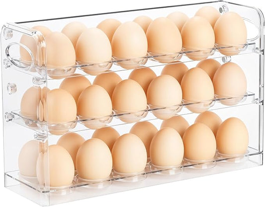 Tobeelec Clear Egg Holder for 36 Eggs, Egg Storage for Refrigerator, PET Egg Container for Kitchen Countertop, Egg Dispenser, Egg Tray