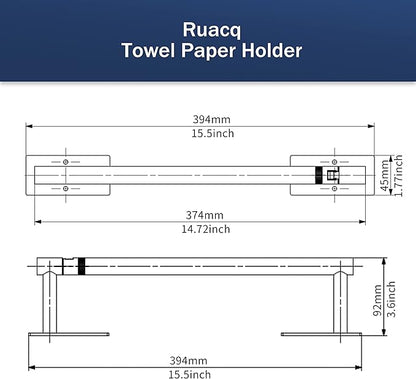 RUACQ Paper Towel Holder Under Cabinet, Wall Mounted or Adhesive Stainless Steel Paper Towel Holder,Square Base Paper Towel Rack for Kitchen, RV, Bathroom (Brushed Gold)