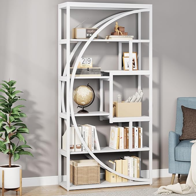 Tribesigns Bookshelf, Modern 5-Tier Etagere Bookcase, 70.8 inch Tall Bookshelf with 8 Open Storage Shelf, Book Shelf Display Tack Shelving Unit for Home Office Living Room, White | Book Shelf Display, Tack Shelving Unit