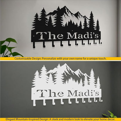 Custom Metal Key Rack Hooks, Personalized Key Holder for Wall, Forest, Mountain Theme Wall Decoration Hooks, Key Hanger Organizer for Living Room, Entryway, Bathroom, Kitchen Decor