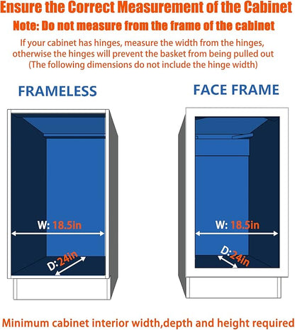 ROOMTEC Pull Out Cabinet Organizer, Cabinet Pull Out Shelves 17" W x 21" D, Heavy Duty Cabinet Drawers Slide Out Kitchen Cabinet Organizers Storage Shelf