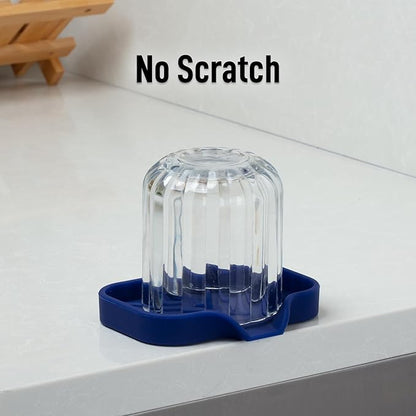Zulay Kitchen Small Silicone Sponge Holder (4.9x3.3”) – Space-Saving Sink Organizer Tray for Sponge, Soap, Brush & More – Compact Non-Slip Dish for Kitchen & Bathroom (Dark Blue)