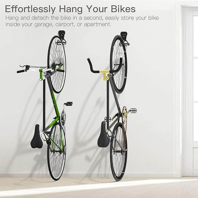 Slatwall Bike Hooks, Heavy Duty Bicycle Hangr with PVC Coating, Wall Mount Vertical Bicycle Storage Rack - 8 Pack