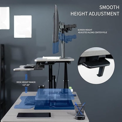 VIVO Height Adjustable 32 inch Standing Desk Converter with Dual 13 to 30 inch Monitor Stand, Sit Stand Monitor Mount and Desk Riser, Gray, DESK-V000K-M2G
