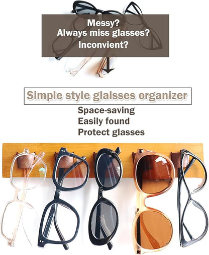 ACOCOFE Sunglass Organizer Glasses Holder,Wood Eyeglass Storage Holder,Sunglasses Rack Eyewear Display((White-black)