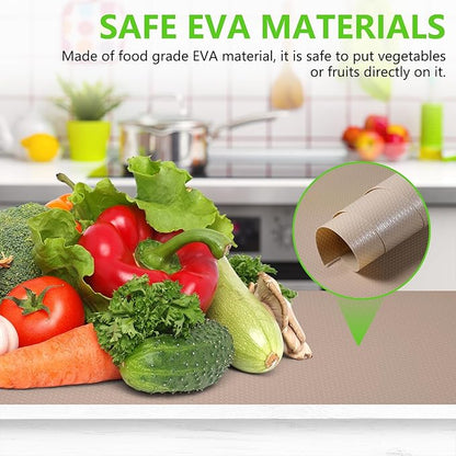 Beige Shelf Liners for Kitchen Cabinets Non Adhesive Drawer Liner for Bathroom Waterproof Refrigerator Liners for Shelves Fridge Plastic Mats Cabinet Cupboard Liner 17.5 x 236.2 Inches x 2 Rolls