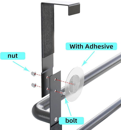 Over The Door Towel Rack, 304 Stainless Steel Towel Rack, 3 Tier Towel Bar for Hanging Towels, 16 Inch Over Door Towel Storage Holder for Bathroom, Matte Black