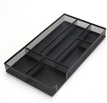 Drawer Organizer, Desk Organizer, Black Metal Mesh Drawer, Desk Drawer Organizer for Home Office and School,11.02X 6.10 X 1.38 Inch,Black
