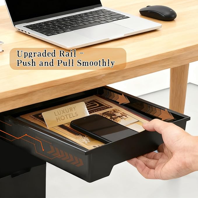 2 Pair Under Desk Drawer Organizer, Attachable Slide Out Storage Drawers, Hidden Desktop Organizers, Self-Adhesive Table Storage Accessories for Home Office and School