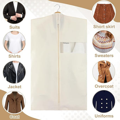 Aliceset 12 Packs 24 x 40 Inches Cotton Garment Bags for Hanging Clothes, Canvas Suit Bags for Clothes Coats Jackets Shirts Closet Storage Travel Gusseted Hanging Garment Cover