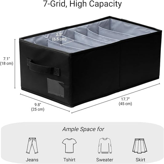 2 Pack Large Wardrobe Closet Organizer - Drawer Organizer Clothes, Efficient Sweatshirt Organizer for Closet, Versatile Closet Organizers and Storage (Black, 17.7" L x 9.8" W x 7.1" H)