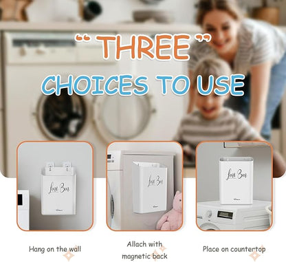 Sealegend Magnetic Lint Bin for Laundry Room with Dryer Lint Brush, Wall Mounted Trash Can Space-Saving Laundry Organization and Storage, White