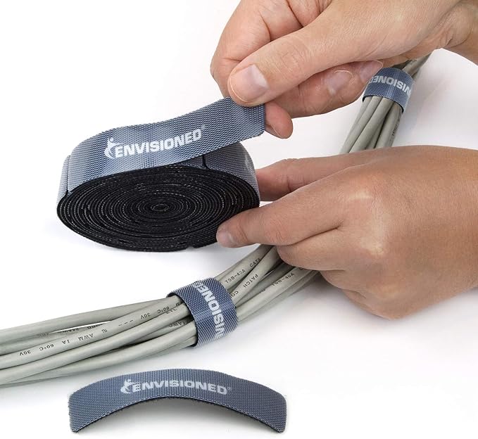 Reusable Cable Ties 3/4" x 6" Self-Gripping Strips Ready to Use Precut Straps for Cable Management and Organizing Cords 50 Pack (Black)