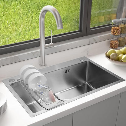 PapakeNook Space Saving Dish Drying Rack Small - Expandable Telescopic Over The Sink Drying Rack,304 Stainless Steel Dishrack for 13.58" - 21.65" Sinks. (Small)