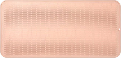Silicone Dish Drying Mat for Multiple Usage,Easy clean,Eco-friendly,Heat-resistant Silicone Mat for Kitchen Counter or Sink,Refrigerator or Drawer Liner Pink 5XL 36inches x 18inches