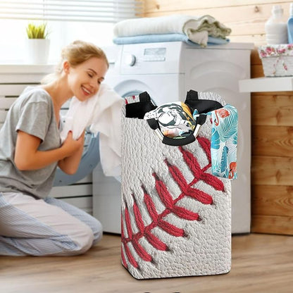 Laundry Hamper Basket Baseball Close-up White Storage Basket Collapsible Laundry Bag with Handle Nursery Hamper Blanket Basket for Kids Room Dirty Cloth College Dorm