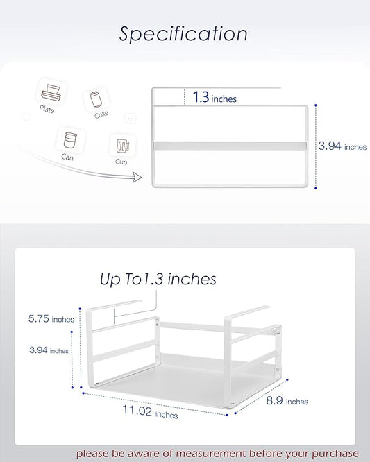 Nxconsu 2Pack Under Shelf Storage Basket Organizer Hanging Holder for Cabinet Pantry Kitchen Cupboard Desk Counter Bookshelf Organization Add-on Space Saver Heavy Duty Slide-in White Small