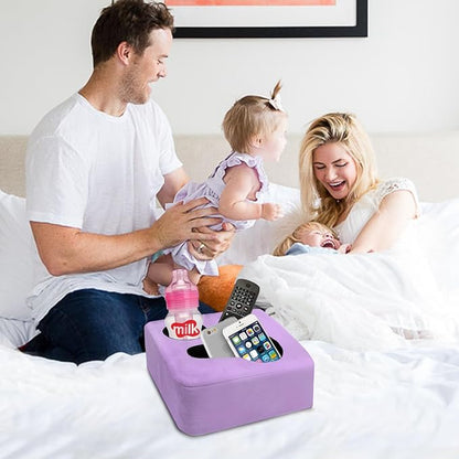 Couch Cup Holder Pillow Tray & Caddy - for Sofa, Bed, Car, Man Cave | Keep Drinks at Hand & Spill-Proof Accessories for New Parents, Camping, Park, Boat, Beach -Taro Purple