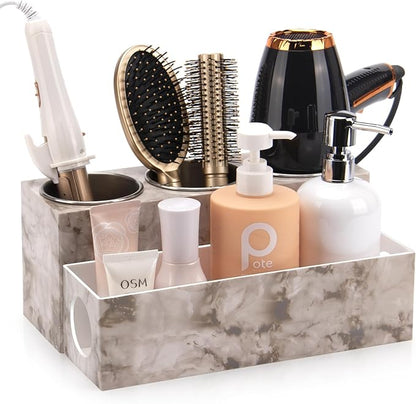 GFWARE Marble Hair Tool Organizer - Bathroom Vanity Storage for Hot Tools, Hair Dryer, Curling Iron, Flat Iron & Straightener