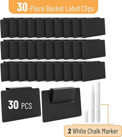 Mr. Pen- Basket Labels Clip On Set, 32 pcs, 30 Removable Bin Labels Clip On with 2 Chalk Markers (Pack of 2)