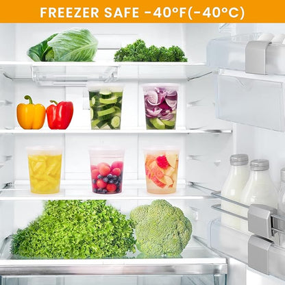 Kitch’nMore 32oz Plastic Deli Food Storage Soup Containers with Airtight Lids, Extra-Thick, Slime, Soup, Leakproof,Stackable,Microwave/Freezer/Dishwasher Safe, BPA Free (24Pack)