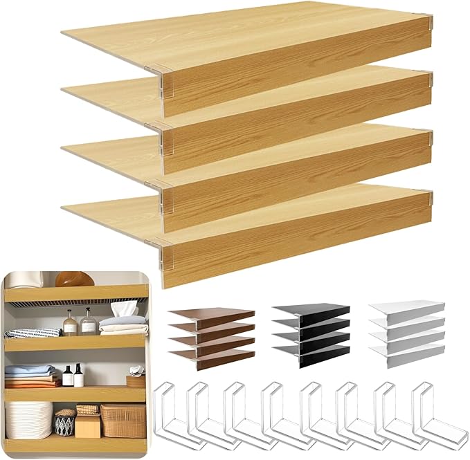 Wire Shelf Cover, Wire Rack Covers for Pantry,4 Pcs PVC Wood-Look Faux Wood Shelf Liners,35x16 Inch,0.24inch Thick for Home and Kitchen Organization