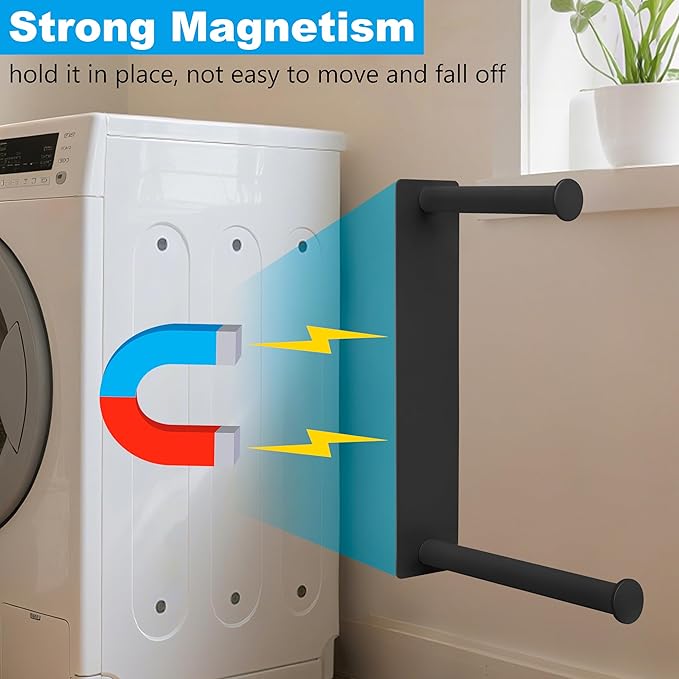 RedCall Magnetic Hanger Organizer for Washing Machine,Strong Magnet Hanger Storage Rack for Laundry Room Organization,Stacker Holder (Black)