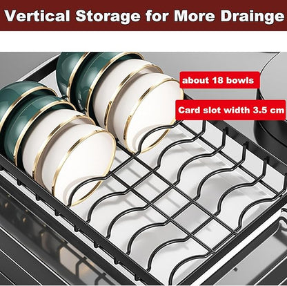 YTCYKJ Dish Drying Rack,Dish Racks Drainer,Over The Sink Dish Drainer Drying Rack 3 Tier with Drain Tray,Chopsticks Rack,Knife Holder
