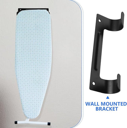 BESPORTBLE Ironing Board Wall Mount Hanger with Non-Slip Pads, Ironing Board Storage Hook for Laundry Room Organization, Sturdy Black Iron Stand Holder for Home Utility Storage