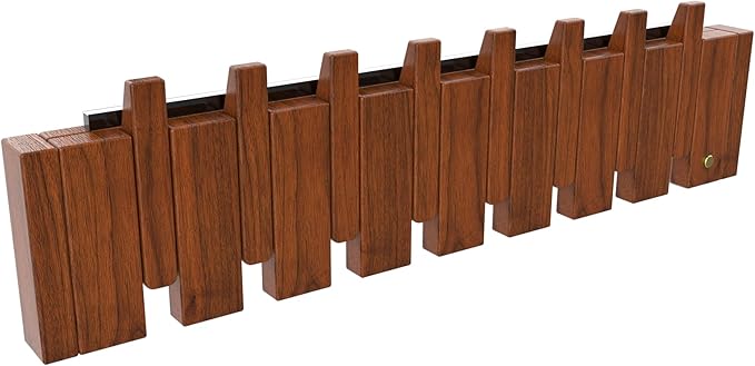 Wall Mounted Coat RackHooks Piano Key Hangers Natural Solid Wood Hanger Non-Woven Fabric Clothes Hangers for Closet, Kitchen, Bedroom, Bathroom, Entryway (Led Walnut, 8 Hooks)