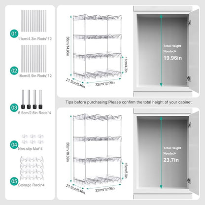 Reusable Stackable with Handle Compartment Water Bottle Tumbler Organizer for Stanley 40oz with Handle Cup, Stanley Accessories for Pantry, Cabinet & Kitchen Organization and Storage,4 Tier Hold 12