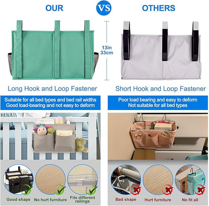Surblue Caddy Hanging Organizer Bedside Storage Bag for Bunk and Hospital Beds, Teal, L