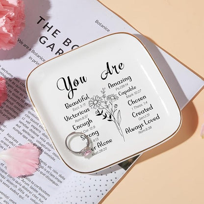 Christian Bible Verse Jewelry Dish for Women: Inspirational Religious Gifts for Birthdays & Mother's Day