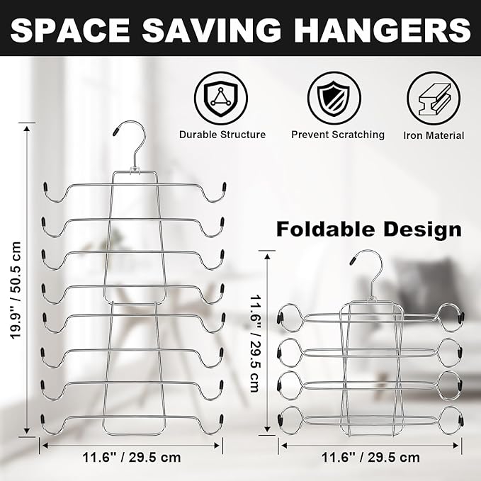 POZEAN Tank Top Hanger 2 Pack, Space Saving Bra Hangers, Non-Slip Closet Organizers and Storage for Camisoles Swimsuits Scarves Ties Strappy Dress