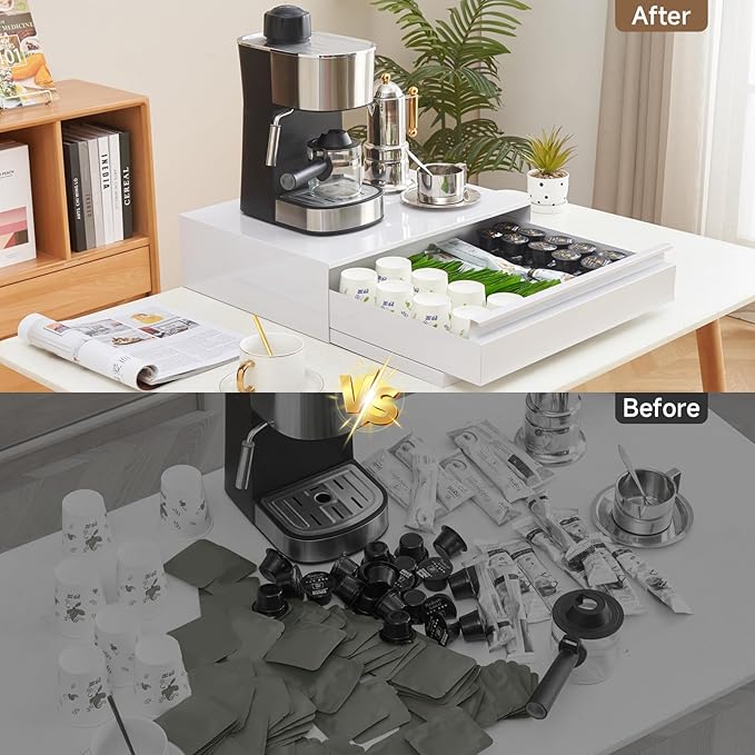 Kitchen Countertop Organizer Appliance Stand with Pull-Out Drawers & Shelves, Carbon Steel Kitchen Organizers and Storage for Microwave Oven Coffee Maker & Small Appliances