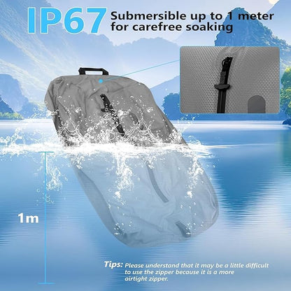 AIDONS Vacuum Bags for Travel with See-Through Window & 5KPa Pump Space Saver Vacuum Seal Bags for Clothing Travel IP67 Reusable Packing Organizers for Luggage, Backpack, Suitcase Grey 2PC+Pump