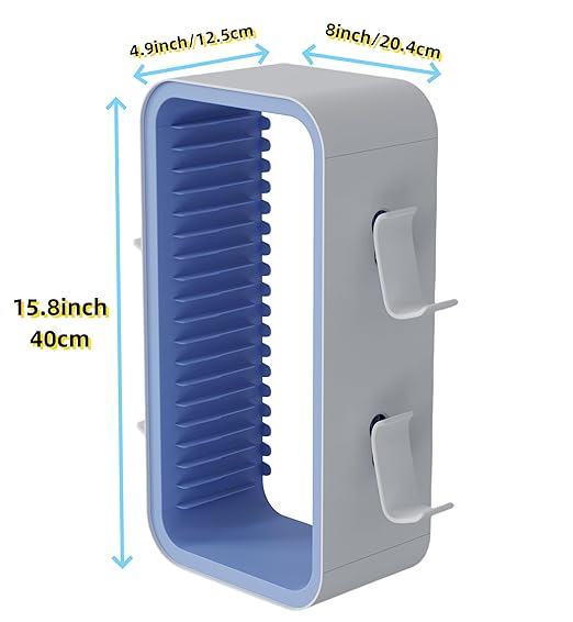 wigmoa Game Storage Tower【15.8INCH】 Compatible with PS5/ Xbox Series S & X/Switch, Universal Video Games Discs Organizers 18 PCS with 4 Controllers Holder, Game Disk Rack Shelf. OYO-1 (White/Blue)