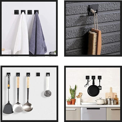 SUNFCON Cutting Board Holder Rack Pot Pan Lids Holder 2 Adhesive 304 Stainless Steel Hanging Hooks Chopping Board Organizer Thin Bakeware Tray Dry Display Stand Kitchen Countertop Cabinet Dark Black