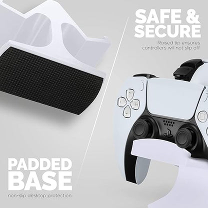 Dual Game Controller Desktop Holder Stand - Universal Design for Xbox ONE, PS5, PS4, PC, Steelseries, Steam & More, Reduce Clutter UGDS-03 (White)