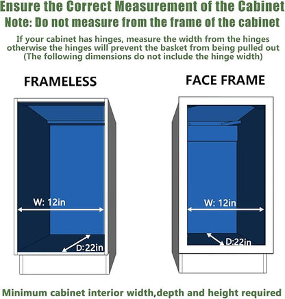 LOVMOR Pull Out Cabinet Organizer 11½" W x 21½" D, Kitchen Cabinet Pull Out Shelves Slide Out Storage