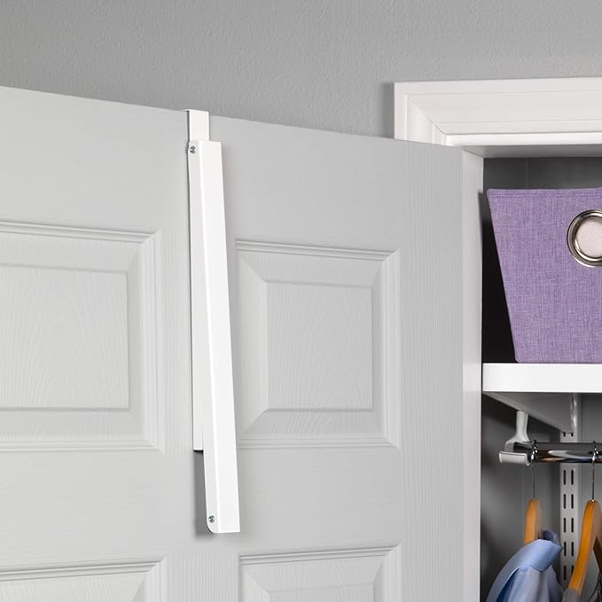 HOLDN’ STORAGE Over The Door Hanger - Single Foldable Rack Organizer for Hanging Clothes, Coats & Towels, Ideal for Dorm Rooms, Laundry, Bathrooms, Etc - Holds up to 20 LBs - White (2 Pack)