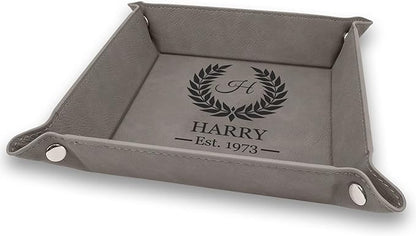 Brown Jewelry Organizer, Krazy Case Genuine PU Leather Valet Tray, Jewelry Organizer For Women, PU Leather Valet Tray For Men Personalized