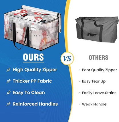 RoomHacks Clear Heavy Duty Extra Large Storage Bags, Reinforced Handles and Double Zippers, Packing Bags Alternative to Moving Boxes (6 Pack)