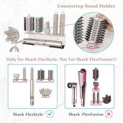 Affogato Wall Mount Holder Compatible with Shark FlexStyle, Acrylic Wall Mounted Organizer for Storage Attachments, Rack with Cord Hanger for Accessories Curlers Brushes Diffuser