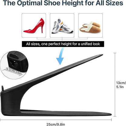 One-Piece Shoe Slot Organizer 20 Pack, Space-Saving Stackers for Closet, Entryway & Shoe Rack | No Assembly Needed