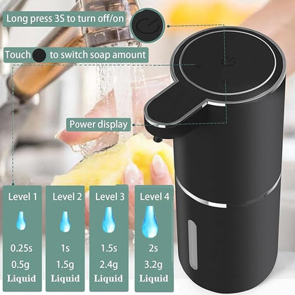 Automatic Liquid Soap Dispenser,Touchless Hand Soap Dispenser USB Rechargeabled Dispenser Electric,Wall Mounted 4 Levels Adjustable Dispenser Pump for Bathroom Kitchen Dish Soap Black