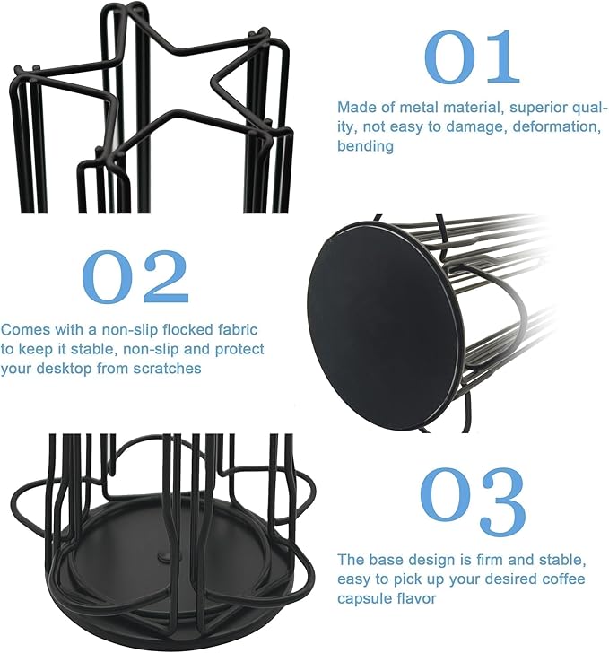 Coffee Pod Holder Carousel Organizer for Nespresso VertuoLine -35 Capsule Coffee Pod Holder with 360° Rotation, Space-Saving Design for Kitchen Countertops, Fits All Vertuo Pods (Sleek Black)