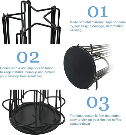 Coffee Pod Holder Carousel Organizer for Nespresso VertuoLine -35 Capsule Coffee Pod Holder with 360° Rotation, Space-Saving Design for Kitchen Countertops, Fits All Vertuo Pods (Sleek Black)