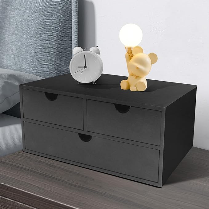 Desk Organizer with Drawers Countertop Drawer Organizer Drawers for Desk Top Home Office Workspace Bathroom Toiletries Supplies (black)